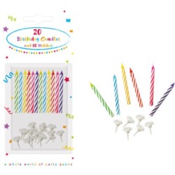 Colour birthday candle set, 20 pcs