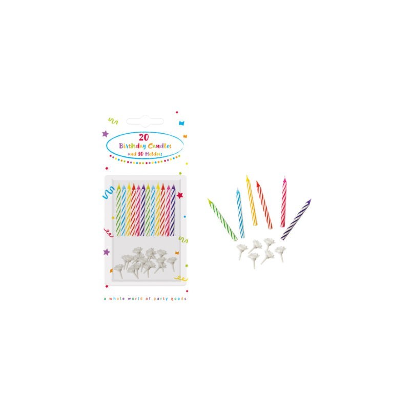 Colour birthday candle set, 20 pcs