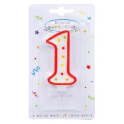 Colour birthday candle, number candle 1