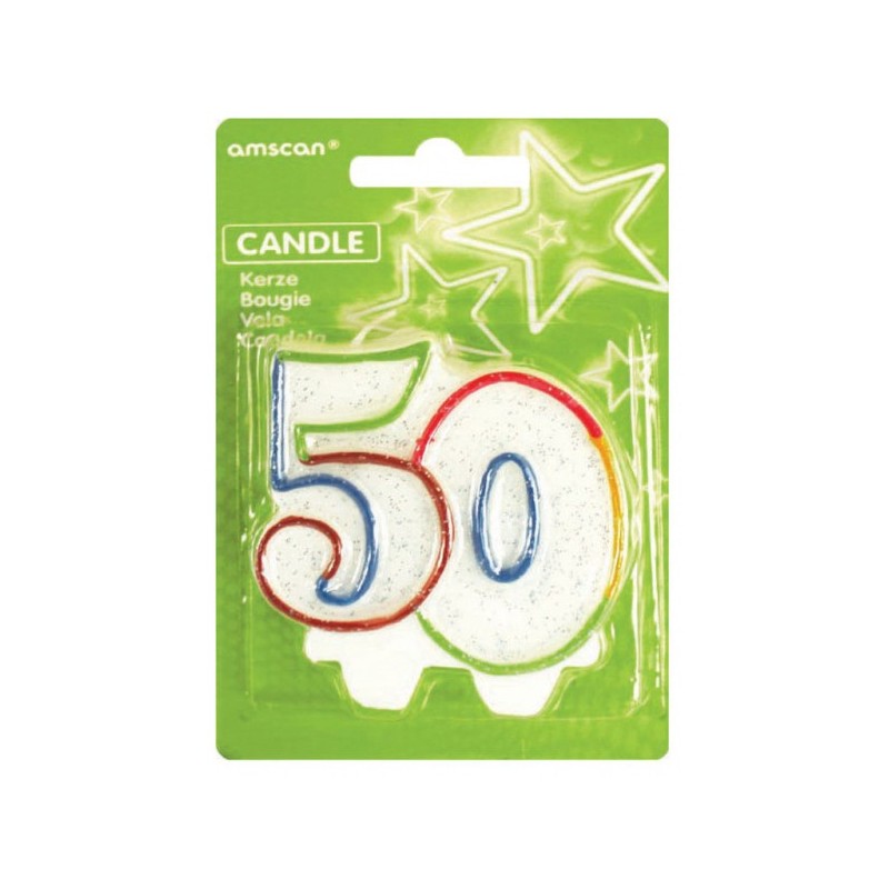 Colour Birthday Candle, Number Candle 50