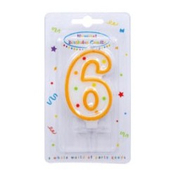 Colour birthday candle, numeral candle 6