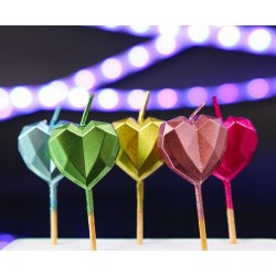 Love Metallic Heart Heart-shaped cake candle set, 5 pcs