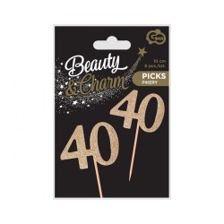 Happy Birthday Gold Gold 40 Decorative Stick Set of 6