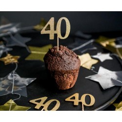 Happy Birthday Gold Gold 40 Decorative Stick Set of 6