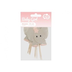 Lot de 10 bâtons décoratifs en forme d'éléphants roses