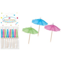 Lot de 10 agitateurs à cocktail en forme de parapluie coloré