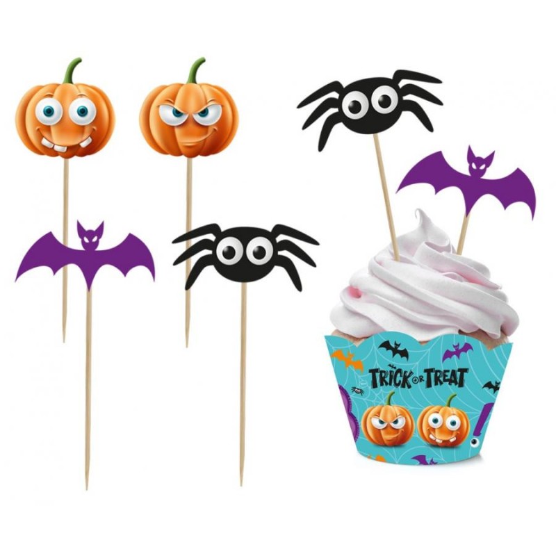 Décoration de bâton et de muffin pour Halloween Boo 6 pièces