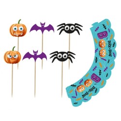 Décoration de bâton et de muffin pour Halloween Boo 6 pièces