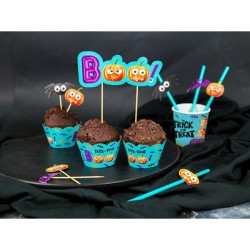 Décoration de bâton et de muffin pour Halloween Boo 6 pièces