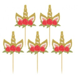 Lot de 6 bâtons de décoration en forme de rose licorne