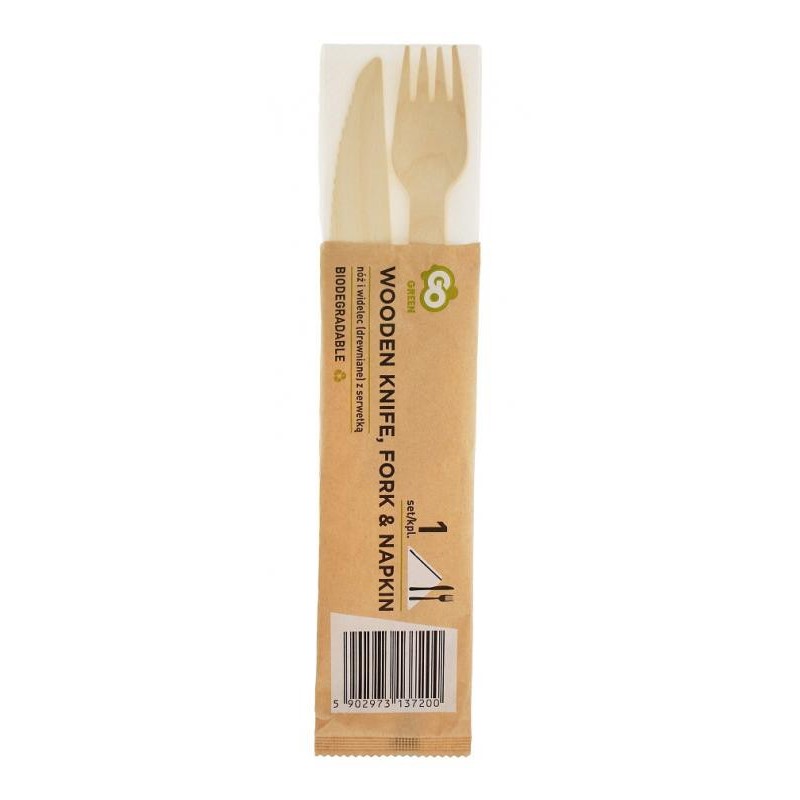 Party Wooden Wooden Fork and Knife with Napkin