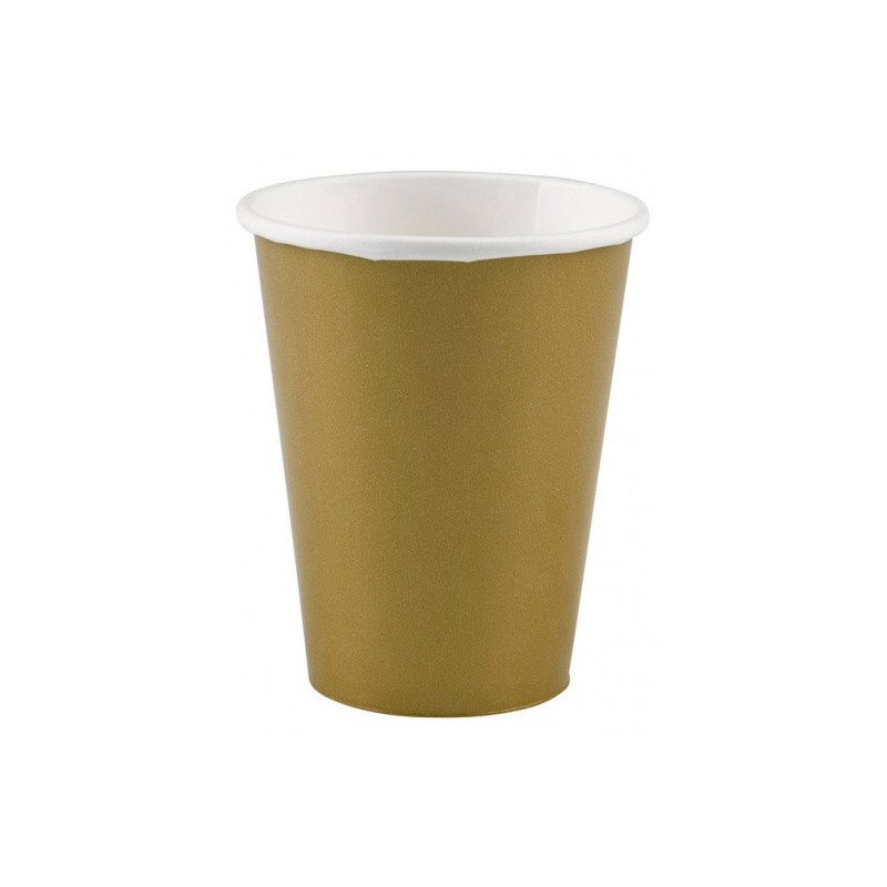 Colour Gold Gold paper cup set of 8, 250 ml