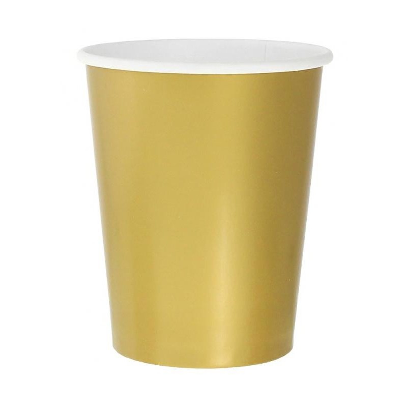 Colour Solid Gold Gold Paper Cup 14 pcs 270 ml