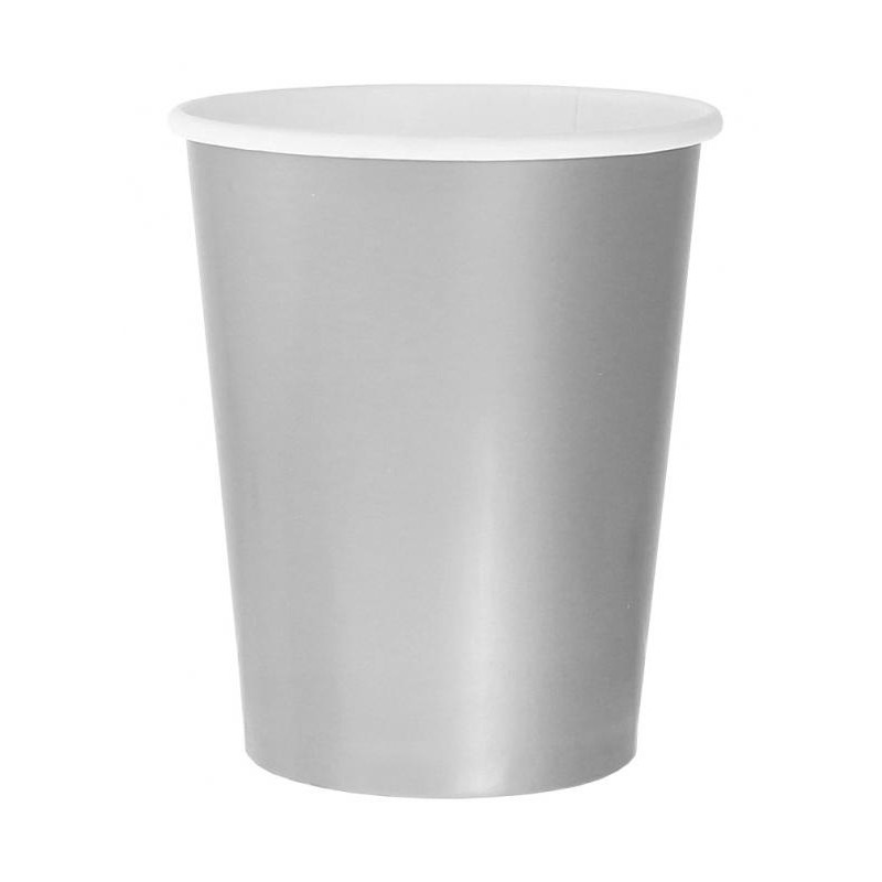 Colour Solid Silver Silver Paper Cup 14 pcs 270 ml