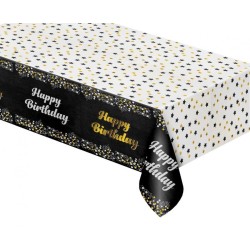 Nappe en aluminium Happy Birthday B&C noire 137 x 183 cm