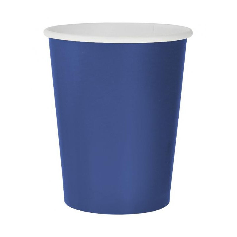 Gobelet en papier bleu uni de couleur bleue, 14 pièces, 270 ml