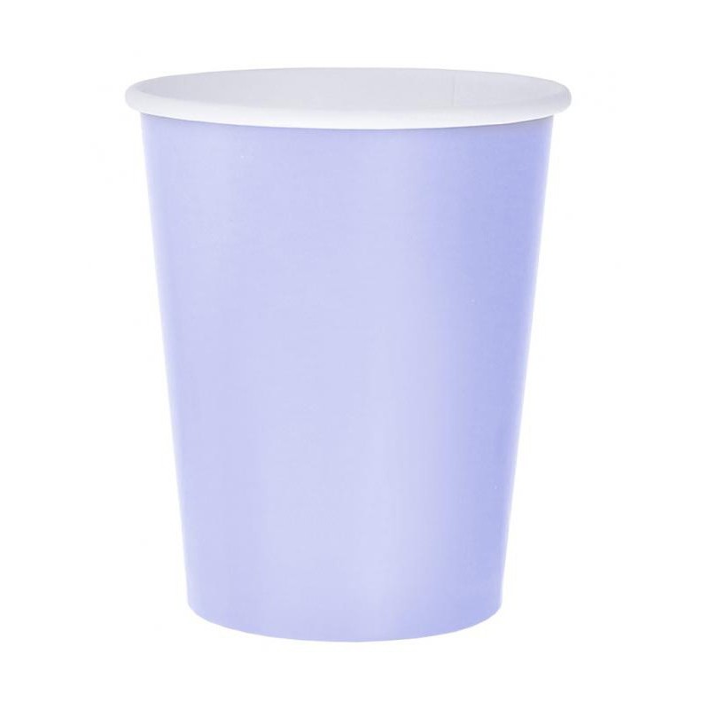 Gobelets en papier de couleur lavande unie violet 14 pièces 270 ml