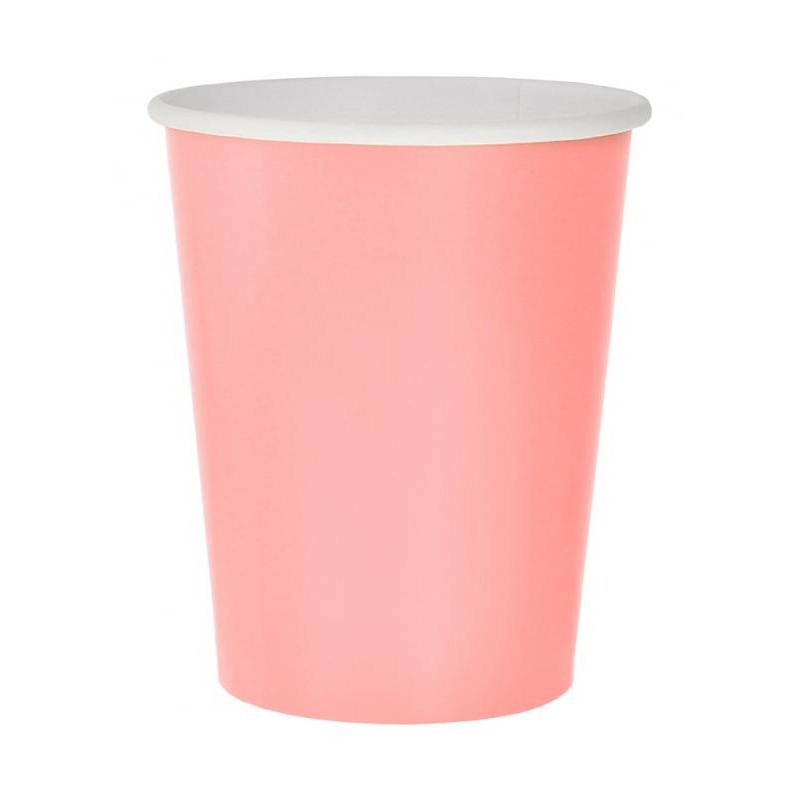 Gobelets en papier rose clair uni 14 pièces 270 ml