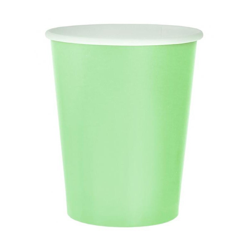 Colour Solid Mint Green Paper Cup, Pack of 14, 270 ml