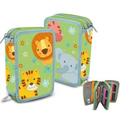 Animals Jungle filled 3-level pencil case