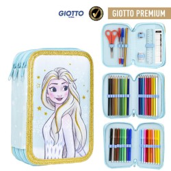 Trousse à crayons remplie d'étoiles Disney Frozen Elsa à 3 niveaux