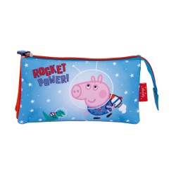 Trousse à crayons 3 compartiments Peppa Pig Rocket 21 cm