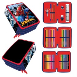 Spiderman 3-tier filled pencil case