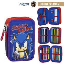 Trousse à crayons 3 couches Sonic the Hedgehog Prime remplie