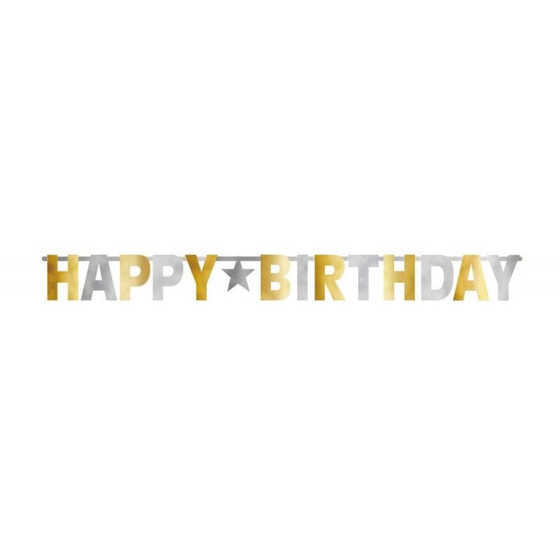 Happy Birthday Happy Birthday Silver, Gold Giant Sign 320 cm