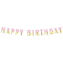 Happy Birthday Pink Gold Pink Happy Birthday paper banner 160 cm