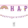 Unicorn Rainbow Colors Happy Birthday Sign FSC 2 m