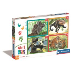 Puzzle 4 en 1 Animaux Bébé Câlins Clementoni