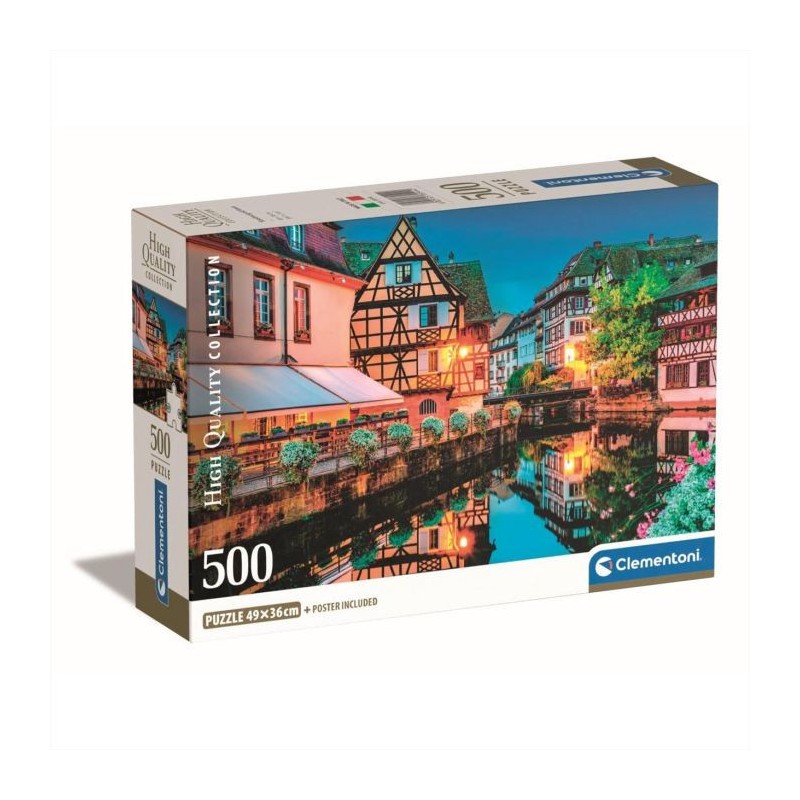 Puzzle 500 db-os de la vieille ville de Strasbourg Clementoni