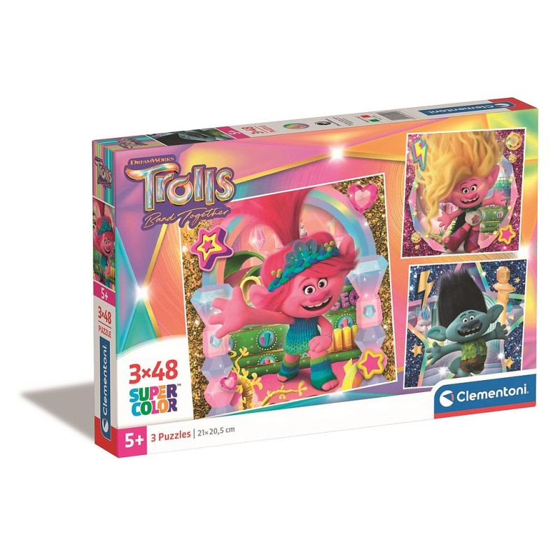 Puzzle 3x48 DB-OS Trollok Band Together de Clementoni