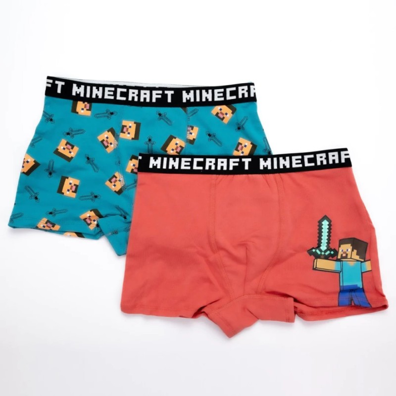 Lot de 2 boxers Minecraft pour enfants de 6 à 12 ans