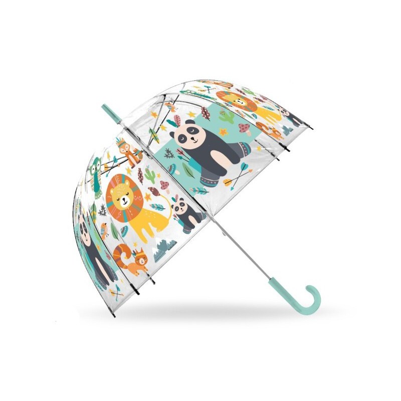 Parapluie semi-automatique transparent pour enfants Animals Etnic √ò70 cm