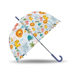 Animals kids transparent semi-automatic umbrella Ø70 cm