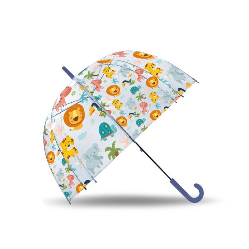 Animals kids transparent semi-automatic umbrella Ø70 cm