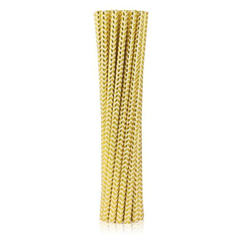 Colour Gold Chevron Gold Paper Straw Set of 12