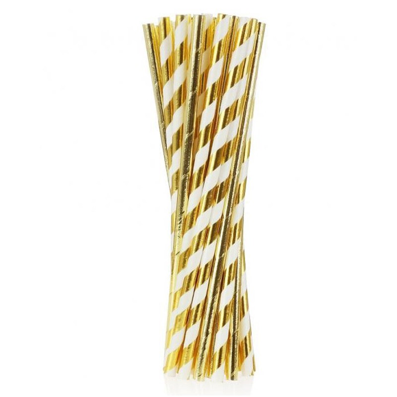 Colour Mix Gold Paper Straw, Pack of 24