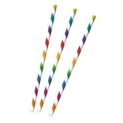 Pailles en papier arc-en-ciel aux couleurs vives, lot de 12