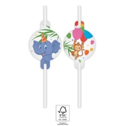 Jungle Balloons paper straws, 4-piece set FSC