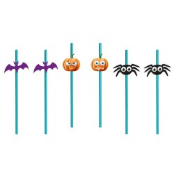 Lot de 6 pailles en papier Halloween Boo