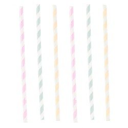 Pailles en papier pastel de couleur Happy Birthday, lot de 12