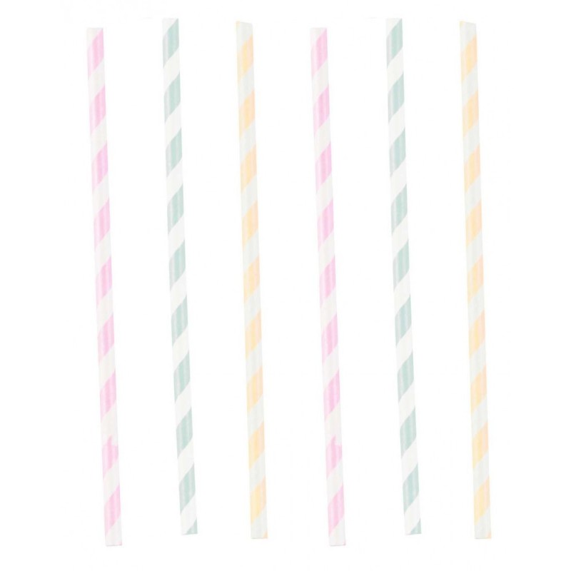 Pailles en papier pastel de couleur Happy Birthday, lot de 12