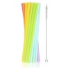 Pailles réutilisables en plastique de couleurs 17 pièces + brosse