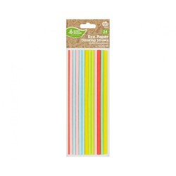 Pailles en papier de couleur pastel, lot de 24