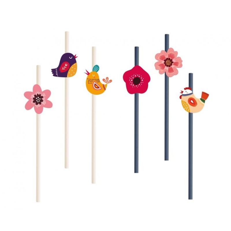 Spring Have Fun paper straw set of 6