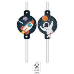 Pailles en papier Space Rocket de Platz, lot de 4 FSC