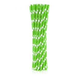 Colour Green Polka Dots Green Paper Straw, Pack of 24